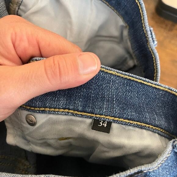 7 for All Mankind Jeans Mens 34 Blue Stacked Skinny Mid Rise Stretch Denim 34x26 - Picture 14 of 16